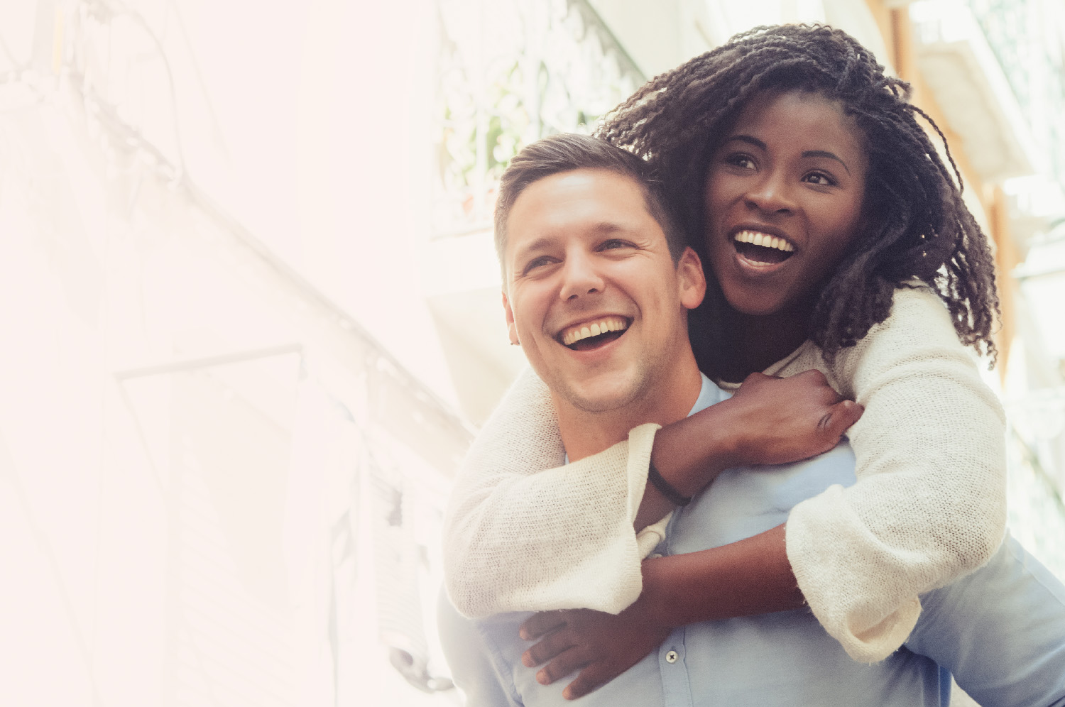 Interracial couple happy after couples therapy